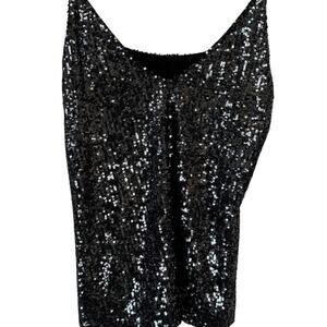 Fifteen Twenty Black Sequin Camisole Tank Top Size XS Shimmery Party Blouse